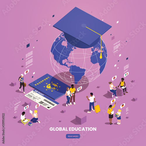 Global Education Isometric Composition