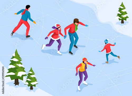 Ice Skating Isometric Illustration