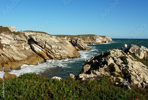 Rough rocky coastline near Peniche, Centro - Portugal 
