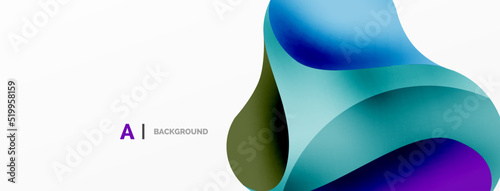 Flowing geometric shapes minimalist abstract background. Round shapes and circles. Wallpaper for concept of AI technology, blockchain, communication, 5G, science, business