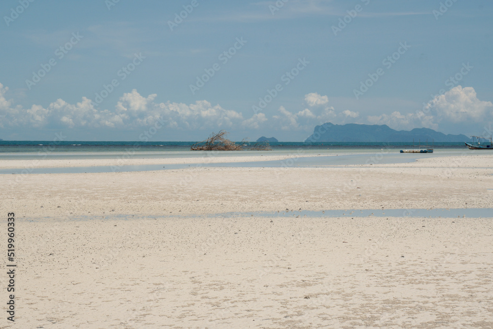 Landscape nature Bang Po Beach is beautiful white sand beach and clear water - can shooting reflection on the beach at Samui Thailand - Seascape travel and outdoor activity - Abstract blue nature 