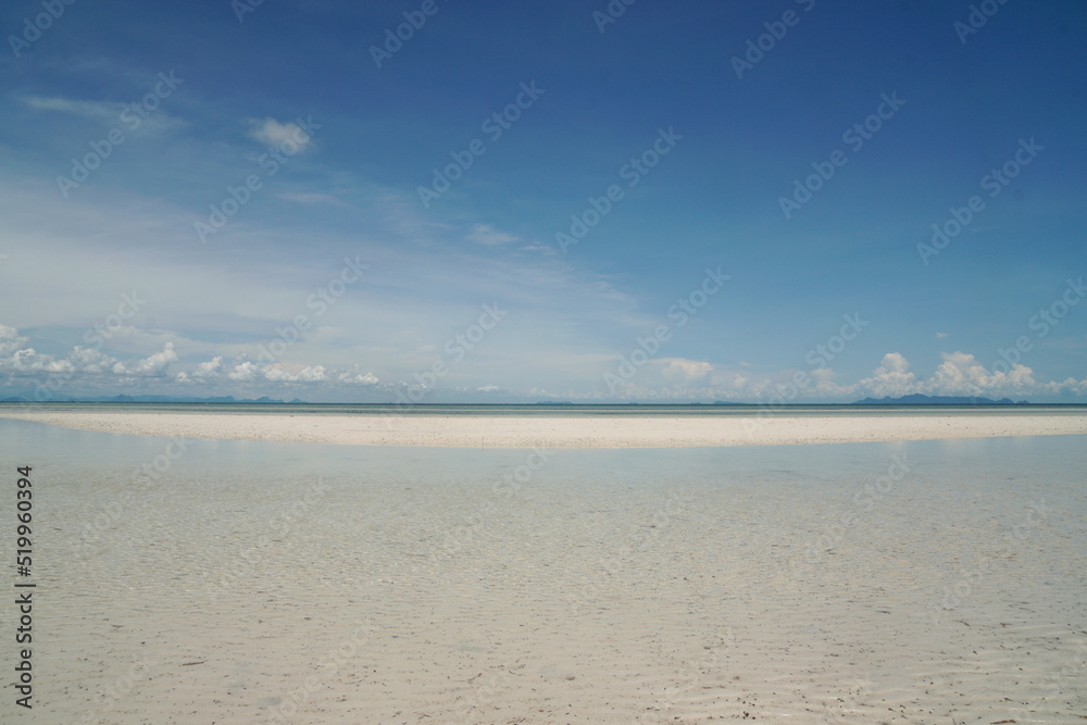 Obraz premium Landscape nature Bang Po Beach is beautiful white sand beach and clear water - can shooting reflection on the beach at Samui Thailand - Seascape travel and outdoor activity - Abstract blue nature 