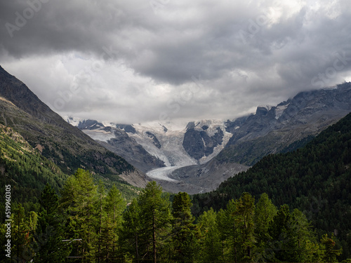 View of the glacier on Bernina pass in Switzerland © Nikokvfrmoto