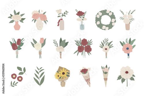 hand drawn flower vector illustrations set 