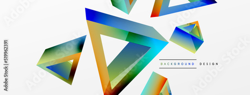 3d triangle abstract background. Basic shape technology or business concept composition. Trendy techno business template for wallpaper, banner, background or landing