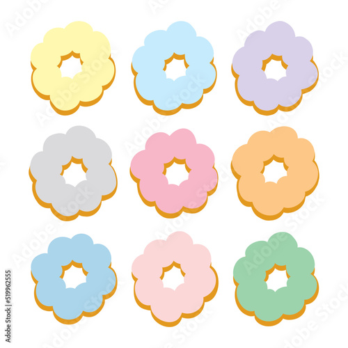 Pastel colors set mochi donuts