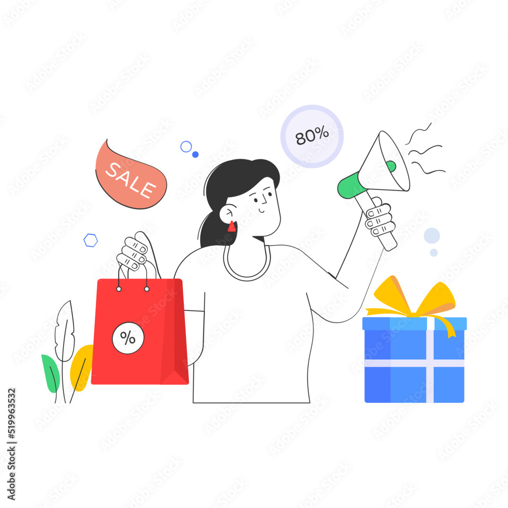 A customizable flat illustration of sale promotion A customizable flat illustration of sale promotion