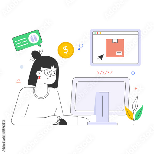An amazing flat illustration of shopping app 