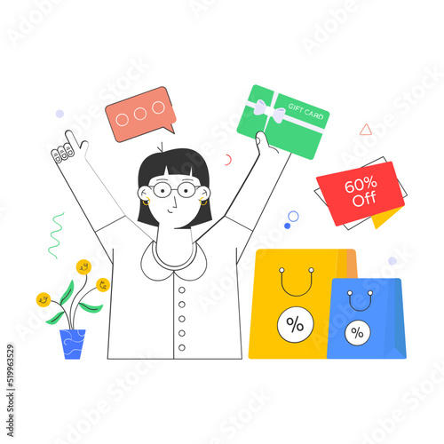 An amazing flat illustration of shopping app 