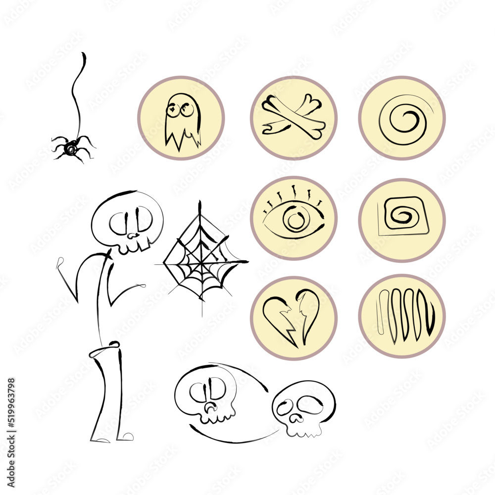 Skull set icons and elements Skull set icons and elements