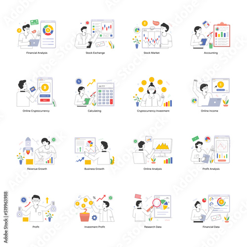 Collection of Business Flat Illustrations