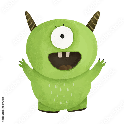 cute and funnymosters, halloween illustration, childish hand painted monsters, trolles
