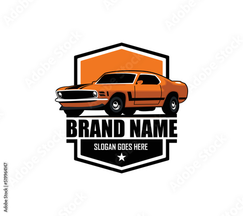 Muscle Car logo template for your company. Vector logo illustration	
