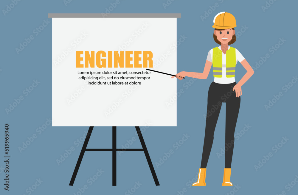 Technician and builders and engineers and mechanics and Constructionpresent present text  ,Vector illustration cartoon character.