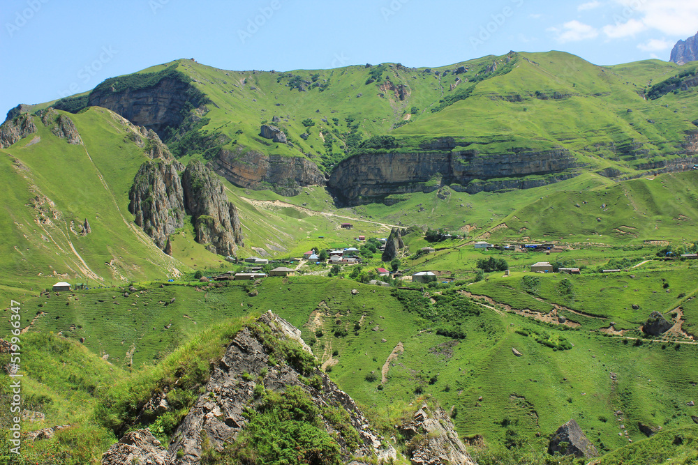 Fototapeta premium Small village in the beautiful mountains.