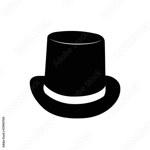 Magician Hat Silhouette. Black and White Icon Design Element on Isolated White Background