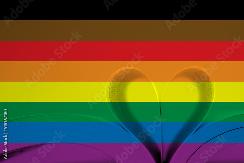 Heart Paper Shape LGBTQI Pride flag color abstract background - texture backdrop or Rainbow pride flag - symbol of Lesbian, gay, bisexual, and transgender flag of LGBTQI Love Valentine Concept 