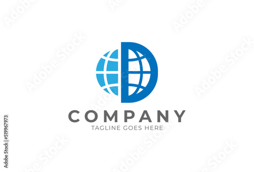 Letter D Globe logo design inspiration