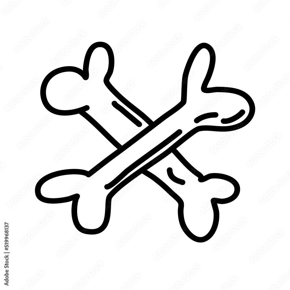 Crossbones. Vector hand drawn doodle contour. Crossbones. Vector hand drawn doodle contour.