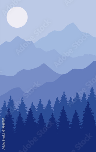 landscape with mountains. vector illustration