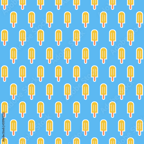 Yellow blue ice cream on a stick seamless pattern for textile and wrapping paper