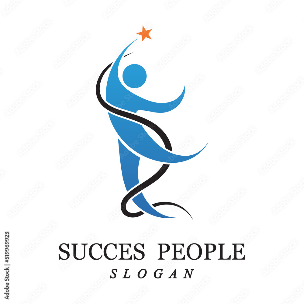 Fototapeta premium succes people logo vector and illustration