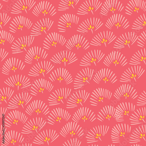 Japanese Pink Flower Fan Vector Seamless Pattern