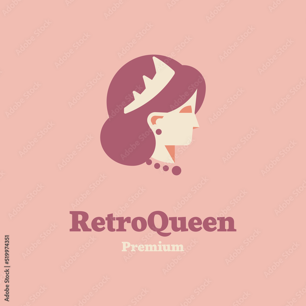Retro Queen Portrait Logo Retro Queen Portrait Logo