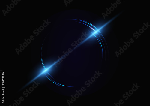Abstract modern circle light  ring technology effect on black background vector illustration.