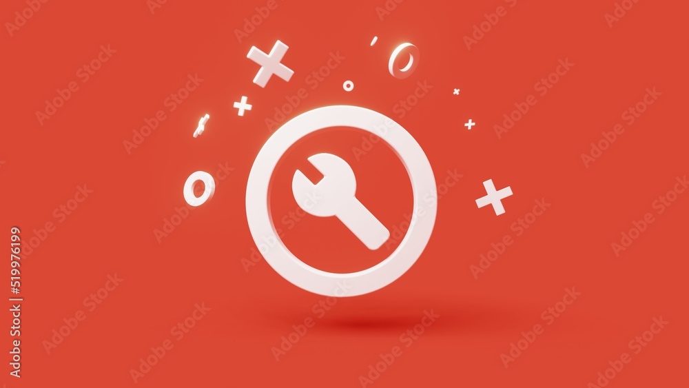 Maintenance 3d icon on a simple red background 4k Maintenance 3d icon on a simple red background 4k