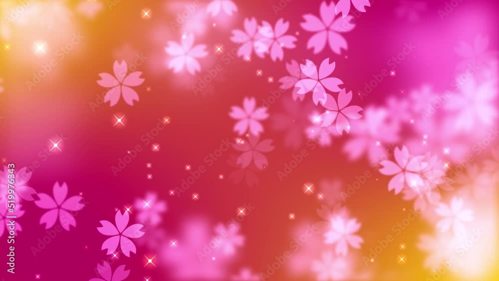 Abstract Magical Pink Orange Blurry Focus Flying Sakura Flower Shape Particles With Stars Light Background Seamless Loop Abstract Magical Pink Orange Blurry Focus Flying Sakura Flower Shape Particles With Stars Light Background Seamless Loop