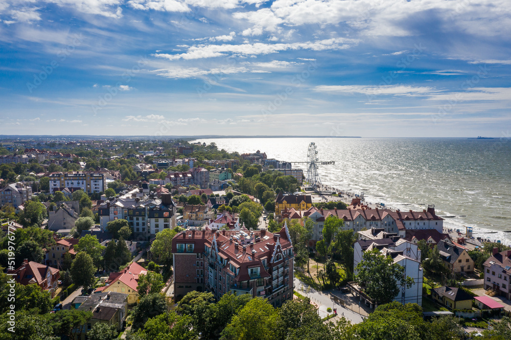 Obraz premium Aerial view of the resort town of Zelenogradsk