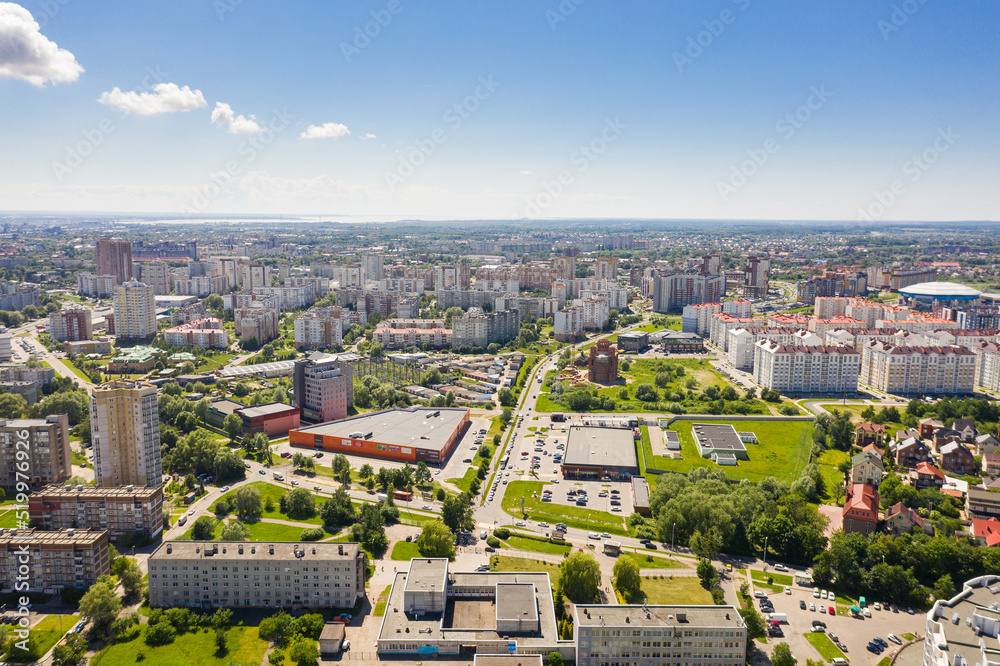 Aerial view of the residential district on Gaydara street in Kaliningrad