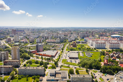 Aerial view of the residential district on Gaydara street in Kaliningrad © castenoid