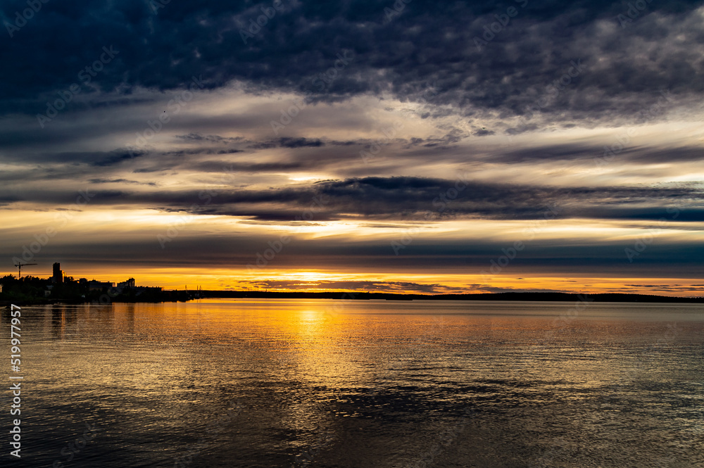 Beautiful sunset over Onego lake Beautiful sunset over Onego lake