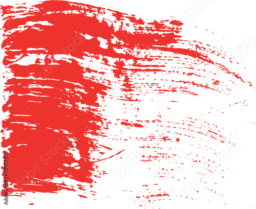 Flat brush strokes with red paint. Vector illustration.