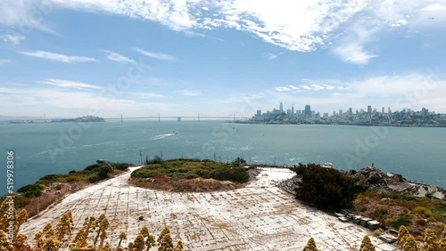 View of the city of San Francisco in California from Alcatraz Island.