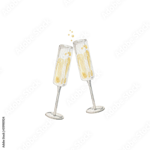 Photography Two glasses of champagne in toasting