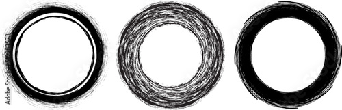 Circle vector paint stroke. Set of 3 black grunge rounds for frames and design elements