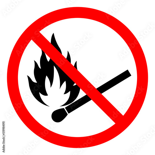 No Fire, No Matches or Open Flame Sign