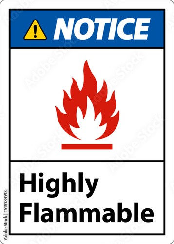 Notice Highly Flammable Sign On White Background