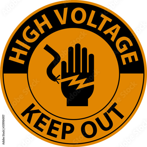 Warning High Voltage Keep Out Sign On White Background