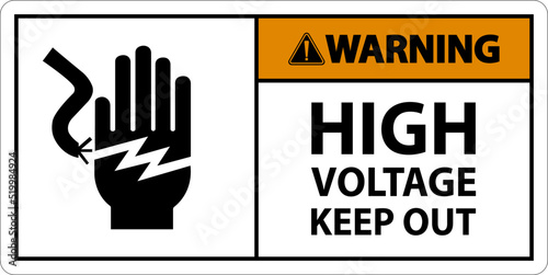 Warning High Voltage Keep Out Sign On White Background