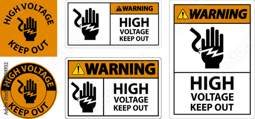 Warning High Voltage Keep Out Sign On White Background