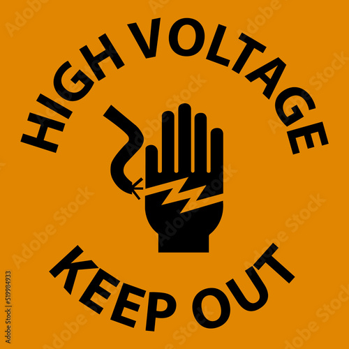 Warning High Voltage Keep Out Sign On White Background