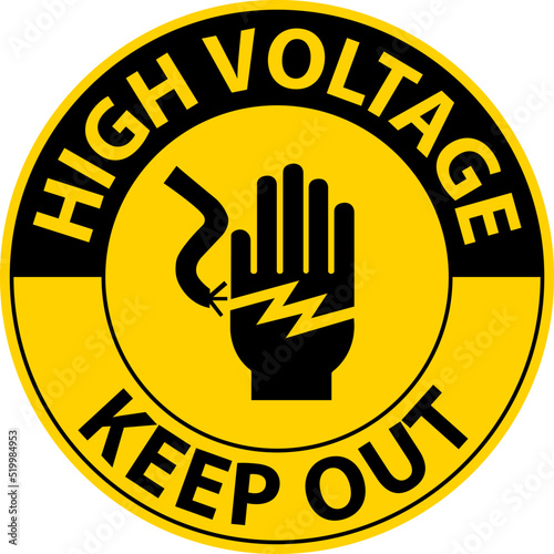 Caution High Voltage Keep Out Sign On White Background