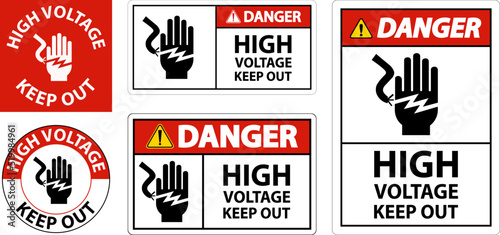 Danger High Voltage Keep Out Sign On White Background