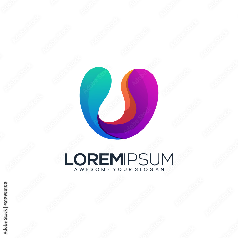 Obraz premium Letter U abstract colorful gradient logo