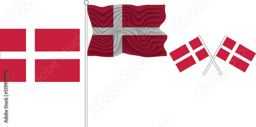 Waving Flag of denmark on the white background vector and illustrator photo