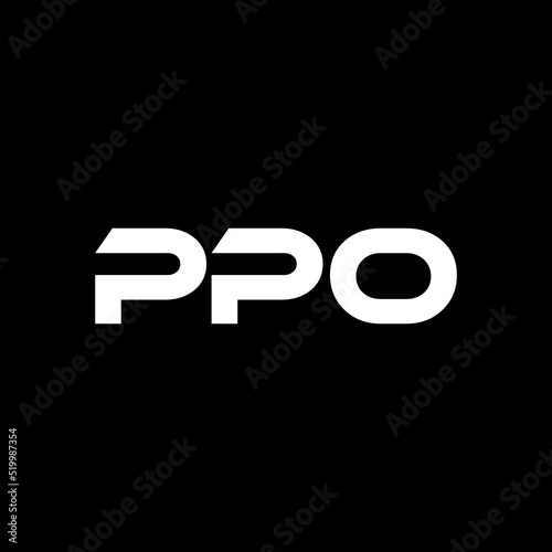 PPO letter logo design with black background in illustrator, vector logo modern alphabet font overlap style. calligraphy designs for logo, Poster, Invitation, etc.